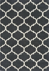 Asiatic Albany Wool Rug Charcoal Grey Ogee Geometric Scandi Hand Tufted