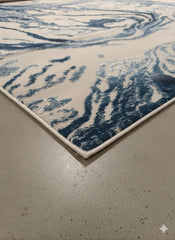 Aurora Rug Blue Silver Slate Abstract Metallic High Shine Living Room Mat