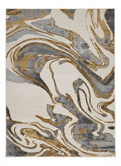 Aurora Gold Rug Abstract Modern Metallic High Shine Carpet Living Room