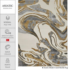 Aurora Gold Rug Abstract Modern Metallic High Shine Carpet Living Room