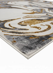 Aurora Gold Rug Abstract Modern Metallic High Shine Carpet Living Room