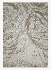 Aurora Rug Cream Gold, Modern Abstract High Shine Soft Living Room Carpet