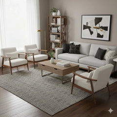 Black Ethnic Sloan Wool Rug 100x150cm, Modern For Living Room By Asiatic