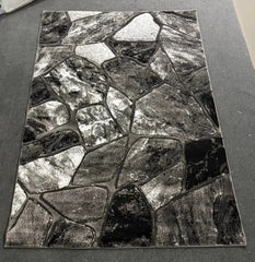 Grey Contemporary Rug Stone Design 120x170cm Modern Living Room Carpet Soft Mat