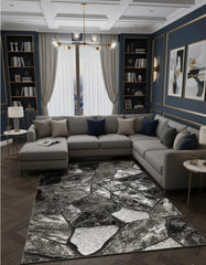Grey Contemporary Rug Stone Design 120x170cm Modern Living Room Carpet Soft Mat