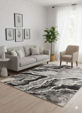 Grey Greek Key Rug Large Geometric Border Modern Living Room Carpet
