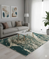 Large Green Abstract Rug 200x290cm Modern Emerald Geometric Living Room