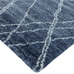 Luxurious Alto Blue & Cream Moroccan Rug 160x230cm, Machine-Woven