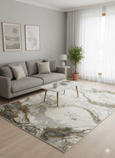 Luxury Gold Abstract Rug 120x170cm Modern Mustard Yellow Soft Pile