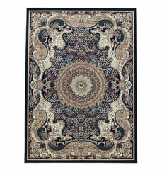 Navy Abstract Rug 160x230 Luxury Contemporary Silk Pile Modern M&S