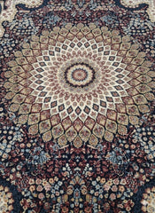 Navy Abstract Rug 160x230 Luxury Contemporary Silk Pile Modern M&S