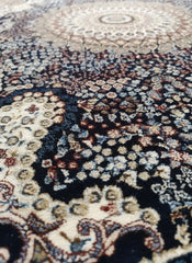 Navy Abstract Rug 160x230 Luxury Contemporary Silk Pile Modern M&S