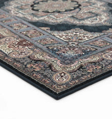 Navy Silk contemporary Rug 200x290cm Modern Bedroom Living Room Asia