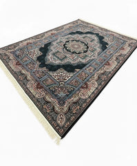 Navy Silk contemporary Rug 200x290cm Modern Bedroom Living Room Asia