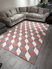 Premium Arlo Pink Block Geometric Rug 200x300cm – Soft Modern Rug