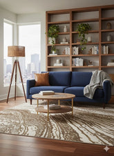 Aurora Rug Brown Gold Dune Abstract Metallic High Shine Living Room Carpet