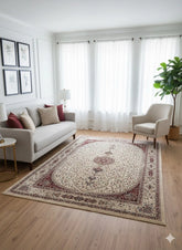 Beige Silk Effect Abstract Rug 160x230cm Large Modern Living Room Carpet Soft