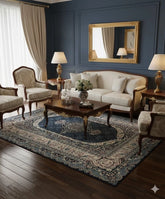 Navy Blue Abstract Rug 160x230cm Large Modern Living Room Carpet Soft Area Mat