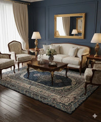 Navy Blue Abstract Rug 160x230cm Large Modern Living Room Carpet Soft Area Mat