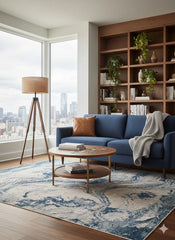 Blue Contemporary Rug 120x170cm Modern Abstract Living Room Carpet Soft Area Mat