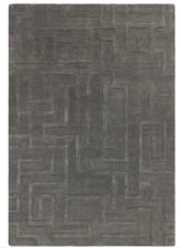 Premium Maze Charcoal Wool Geometric Rug, 160x230cm By Asiatic, Living Room & Bedroom