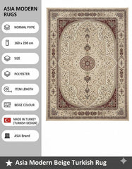 Beige Silk Effect Abstract Rug 160x230cm Large Modern Living Room Carpet Soft