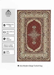 Red Silk Effect Border Rug 160x230cm Modern Living Room Carpet by Asia