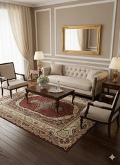 Red Silk Effect Border Rug 160x230cm Modern Living Room Carpet by Asia