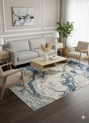 Blue Contemporary Rug 120x170cm Modern Abstract Living Room Carpet Soft Area Mat