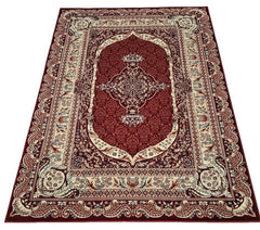 Red Silk Effect Border Rug 160x230cm Modern Living Room Carpet by Asia