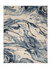 Aurora Rug Blue Silver Slate Abstract Metallic High Shine Living Room Mat