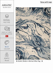 Aurora Rug Blue Silver Slate Abstract Metallic High Shine Living Room Mat