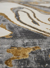 Aurora Gold Rug Abstract Modern Metallic High Shine Carpet Living Room