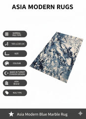 Blue Abstract Rug 160x230cm Luxury Soft Silk Effect Modern Living Room Carpet