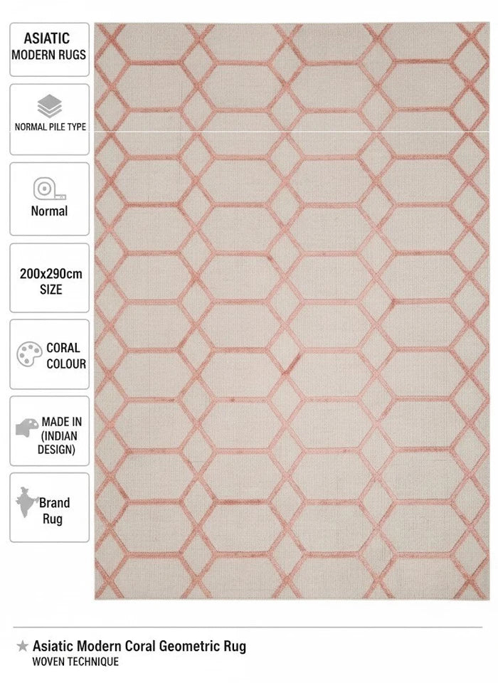 Coral Koko Rug 200x290cm M&S, Modern Living Room & Bedroom By Asiatic