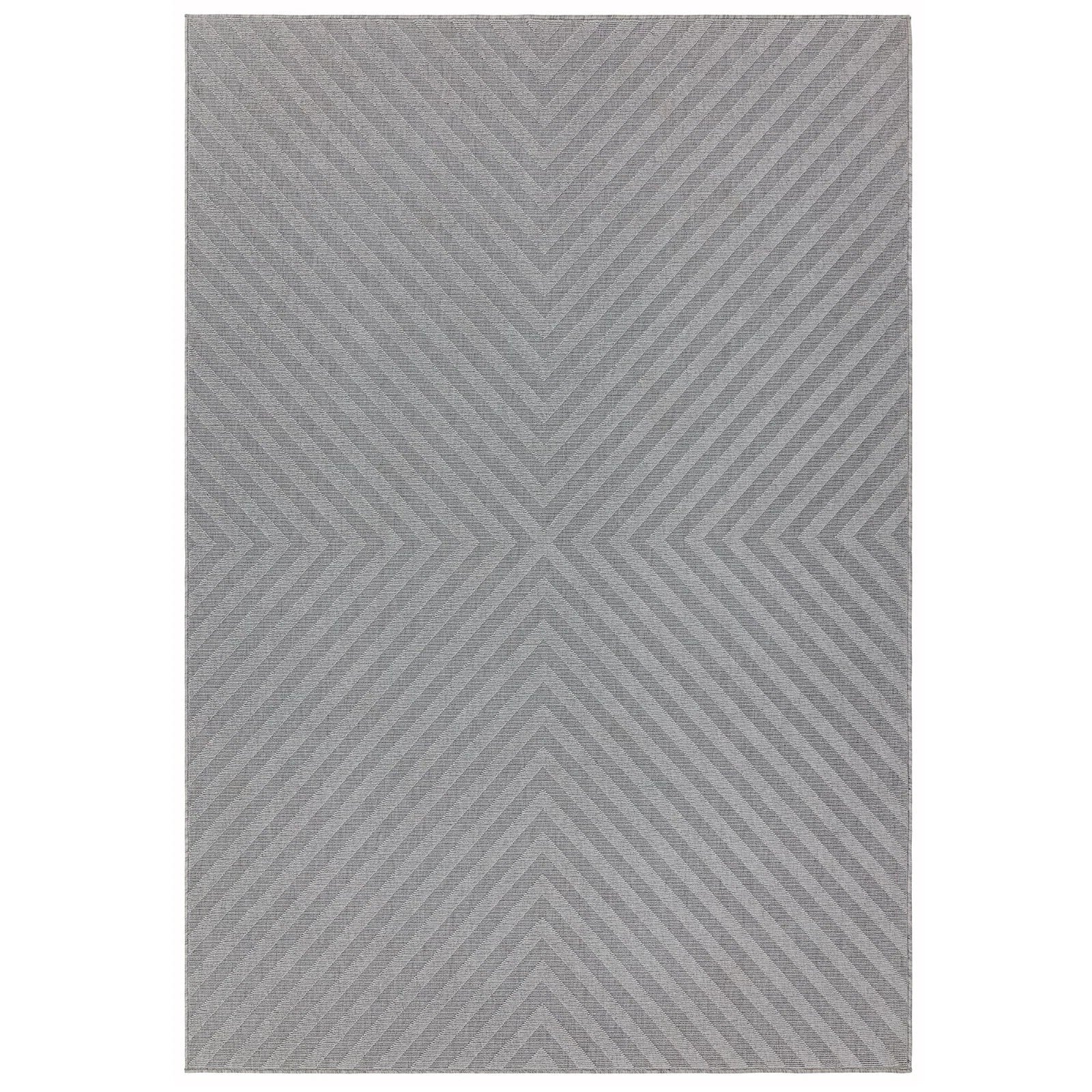 Durable Indoor/Outdoor Arrow Design Rug 80x150cm | Light Grey