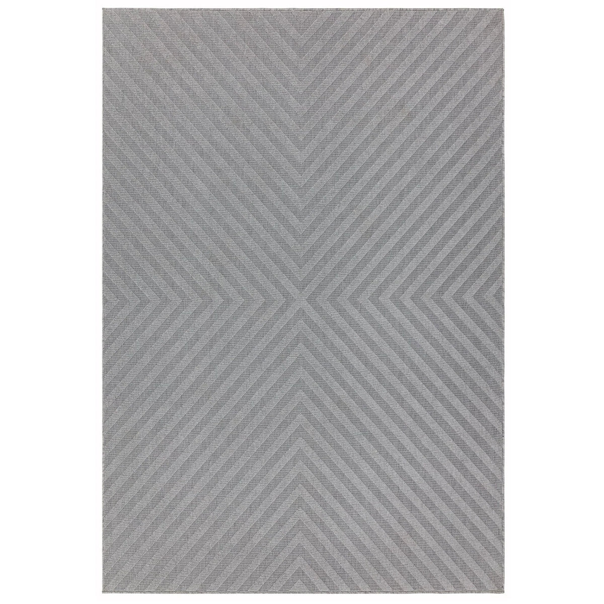 Durable Indoor/Outdoor Arrow Design Rug 80x150cm | Light Grey