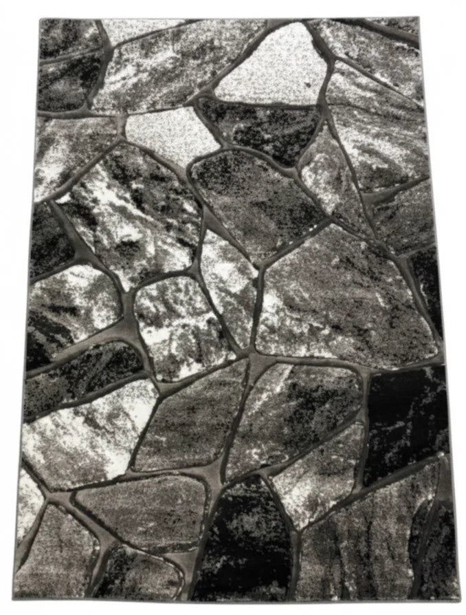Grey Contemporary Rug Stone Design 120x170cm Modern Living Room Carpet Soft Mat