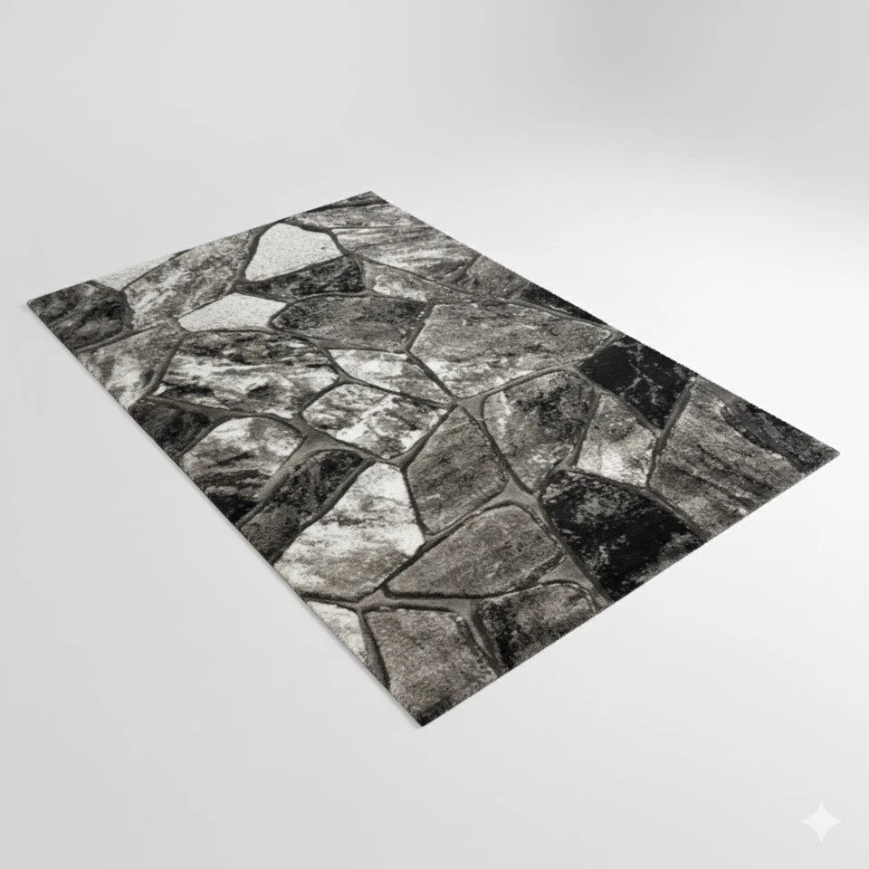 Grey Contemporary Rug Stone Design 120x170cm Modern Living Room Carpet Soft Mat