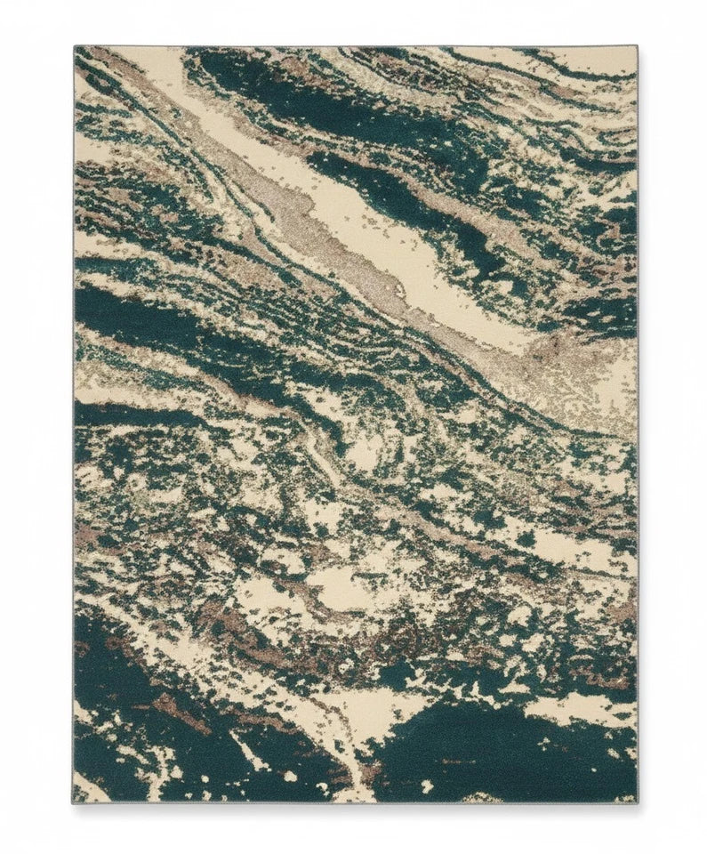 Large Green Abstract Rug 200x290cm Modern Emerald Geometric Living Room