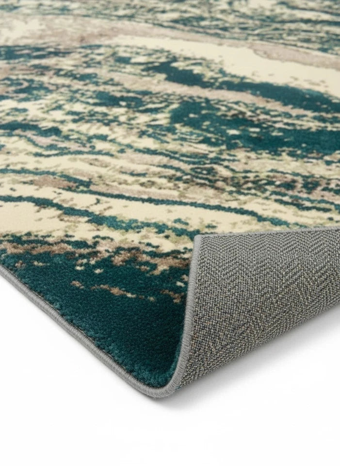 Large Green Abstract Rug 200x290cm Modern Emerald Geometric Living Room