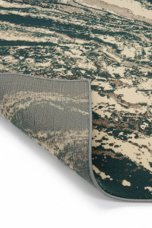 Large Green Abstract Rug 200x290cm Modern Emerald Geometric Living Room