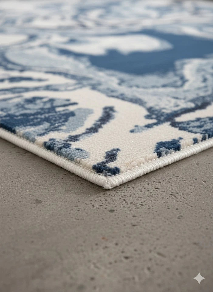 Luxury Blue Abstract Rug 120x170cm Modern Living Room Carpet Soft High Shine