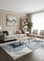 Luxury Blue Abstract Rug 120x170cm Modern Living Room Carpet Soft High Shine