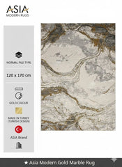 Luxury Gold Abstract Rug 120x170cm Modern Mustard Yellow Soft Pile