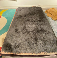 Luxury Grey Charcoal Sparkle Shaggy Rug 150x220cm – For Bedroom & Living Room
