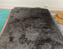 Luxury Grey Charcoal Sparkle Shaggy Rug 150x220cm – For Bedroom & Living Room