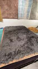 Luxury Grey Charcoal Sparkle Shaggy Rug 150x220cm – For Bedroom & Living Room