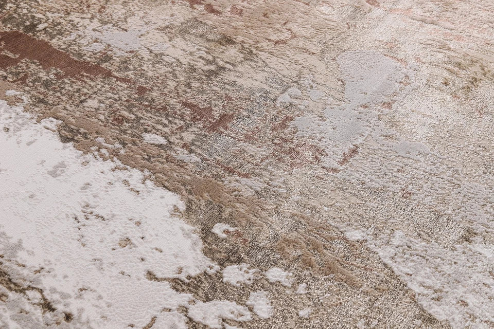 Luxury Premium Aurora Aurelia Metallic Copper Rug VE16 by Zebaa – Modern Abstract Rug for Living Room & Bedroom
