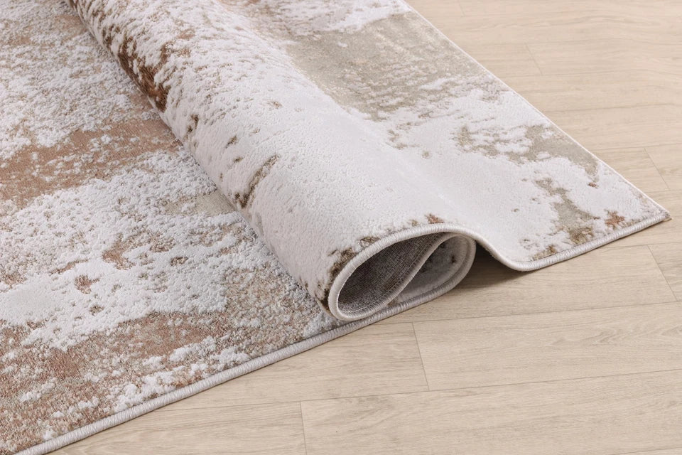 Luxury Premium Aurora Aurelia Metallic Copper Rug VE16 by Zebaa – Modern Abstract Rug for Living Room & Bedroom